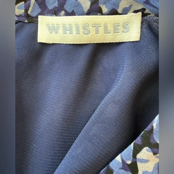 Whistles Bella Silk Dress Blue Multipetal Kate Middleton Size 4 - Picture 8 of 9